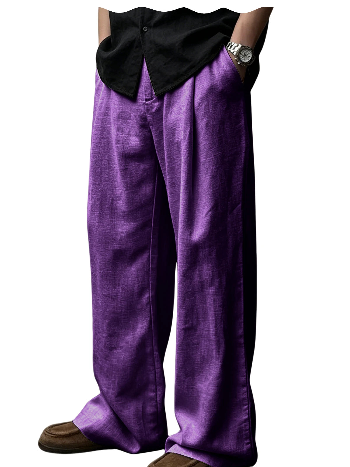 Pantalon homme plissé taille haute jambes larges – CLEVI Paris