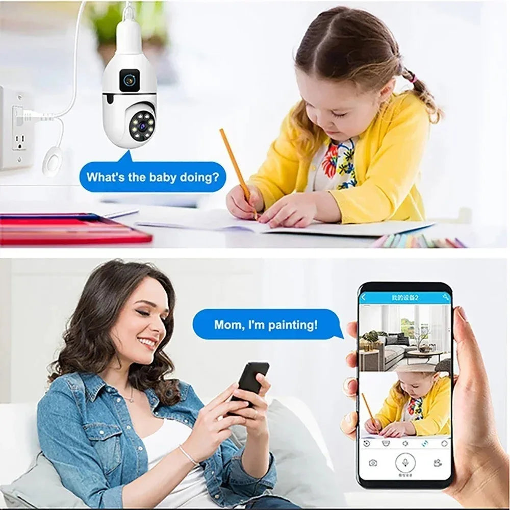 Caméra Surveillance WiFi Double Objectif 8MP – Vision Nocturne Couleur, Audio Bidirectionnel, App V380 Pro – CLEVI Paris