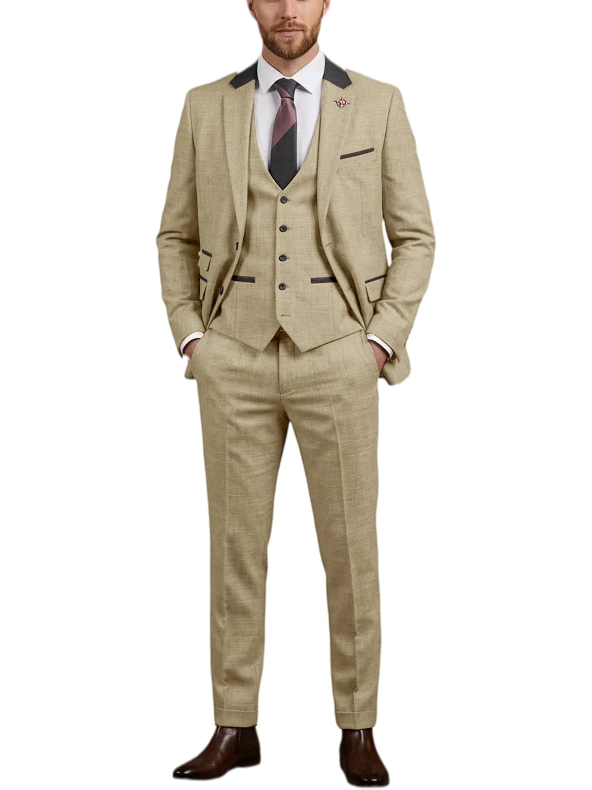 Costume homme 3 pièces en lin mélangé – CLEVI Paris