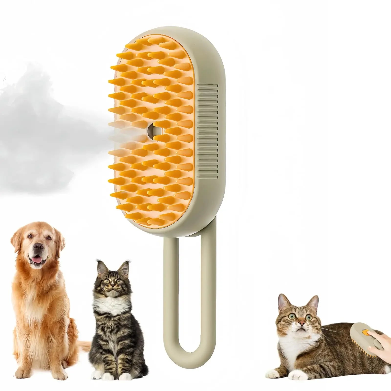 Brosse Vapeur 3-en-1 pour Chat & Chien Spray Massage Anti-Poils USB — CLEVI Paris