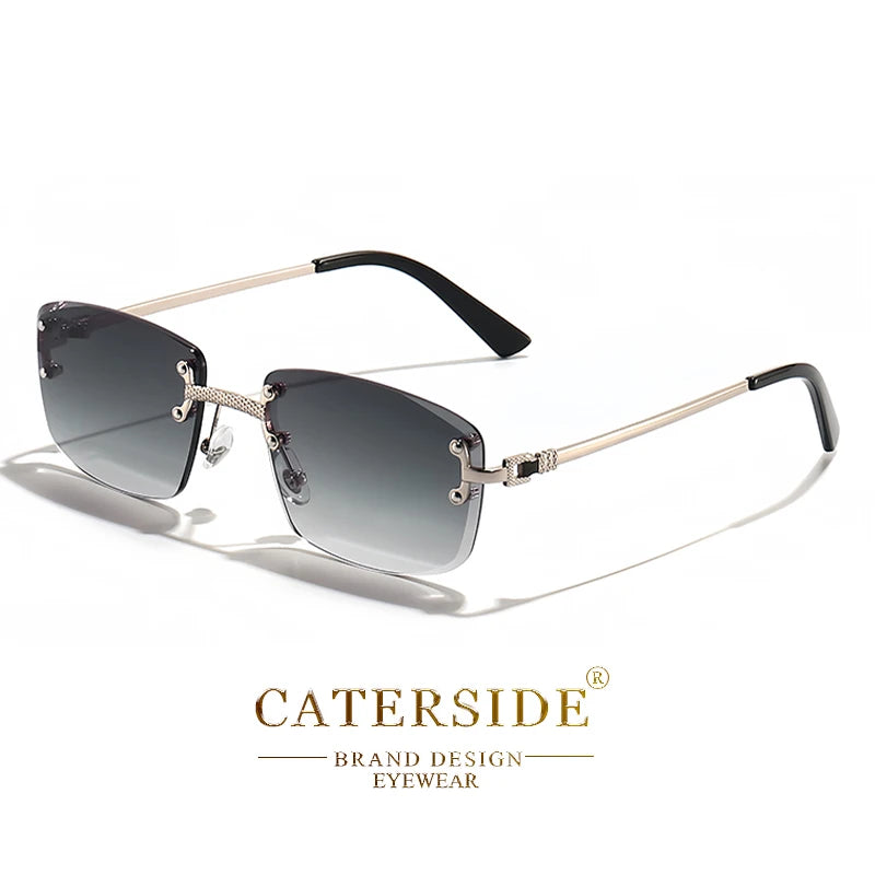 Lunettes de Soleil Rectangulaires Sans Monture Punk CATERSIDE – Verres Dégradés UV400 – CLEVI Paris