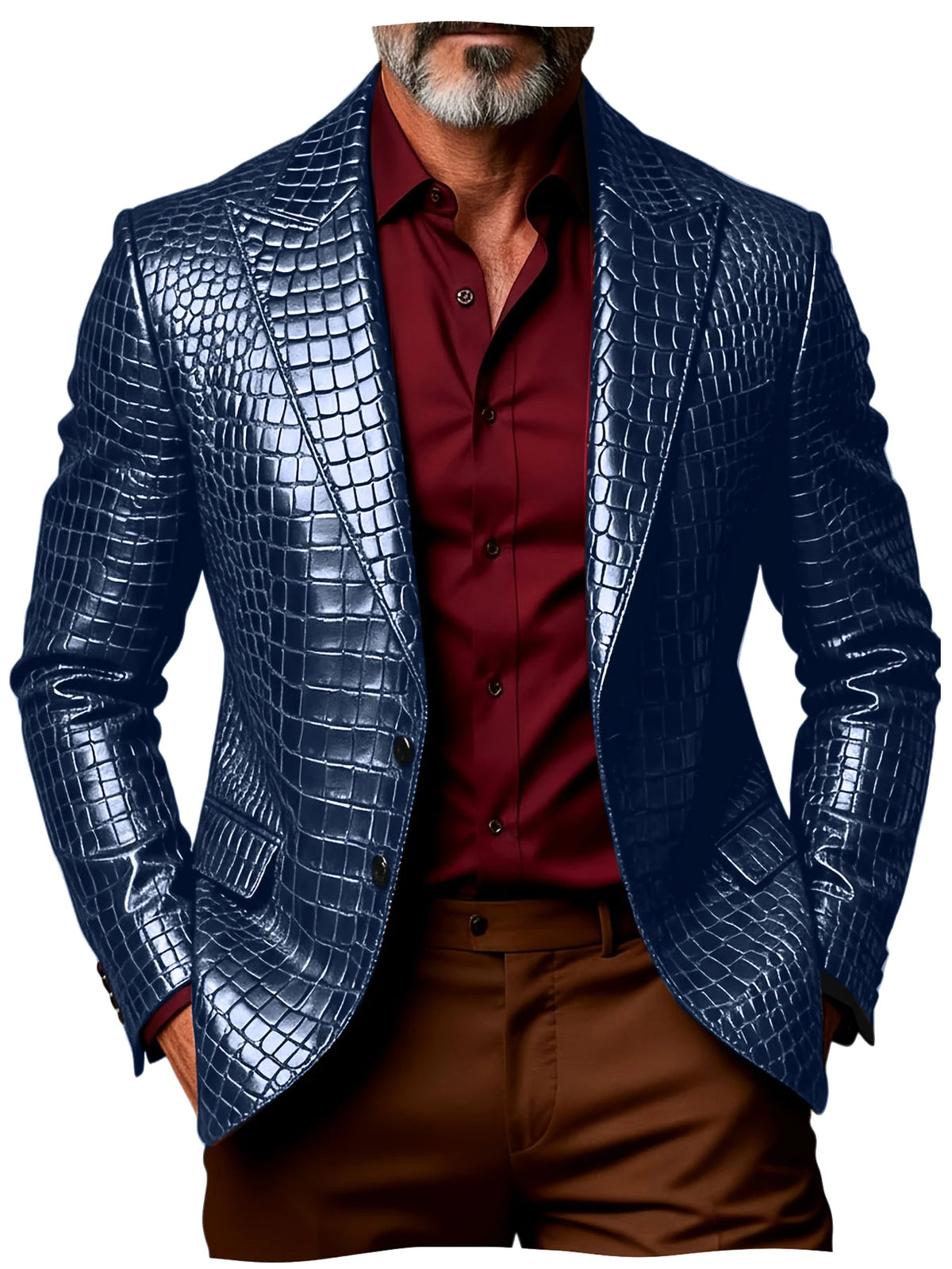 Blazer homme effet croco simple boutonnage – CLEVI Paris