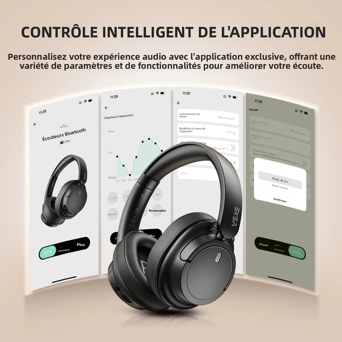 Casque Bluetooth Oneodio EKSA V16 HiFi 90h Bass/Pop Mode – CLEVI Paris