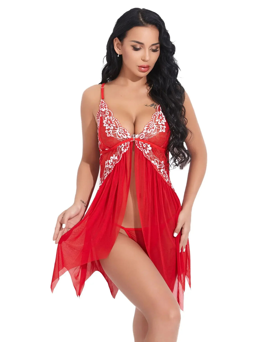 Nuisette Babydoll Dentelle Mesh Transparent Sexy Femme Lingerie de Nuit 12 Coloris S-XL – CLEVI Paris