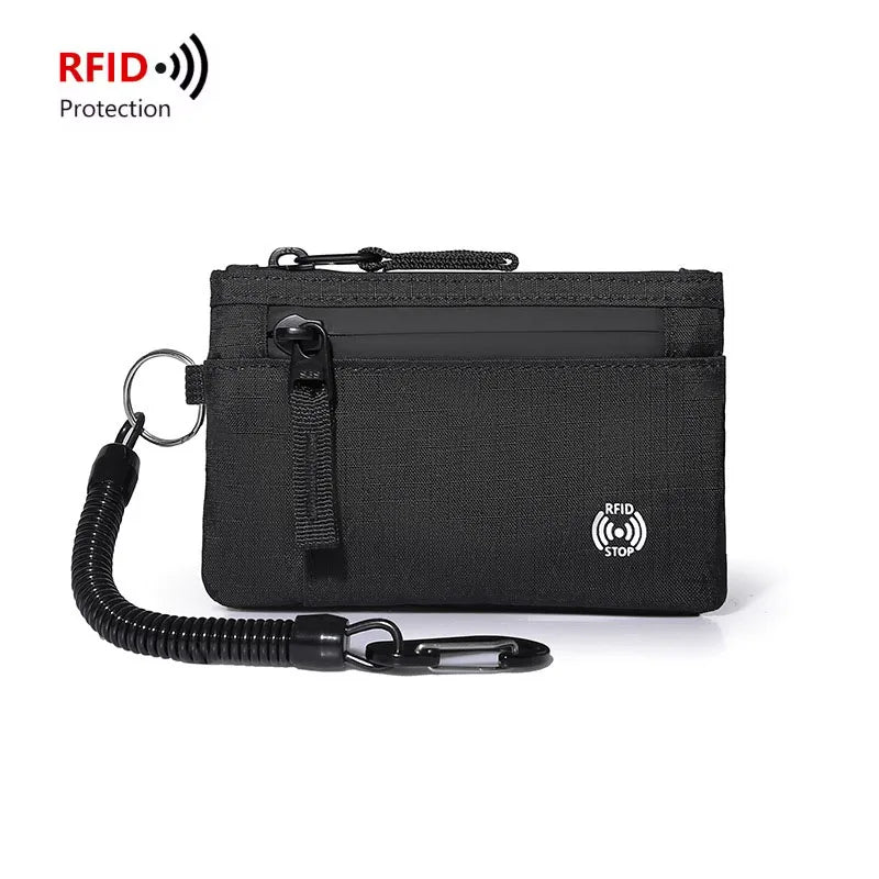 Porte-Cartes RFID Nylon Slim Homme — Mousqueton, Clip Ceinture ou Fermeture Éclair, Multi-Coloris | CLEVI Paris