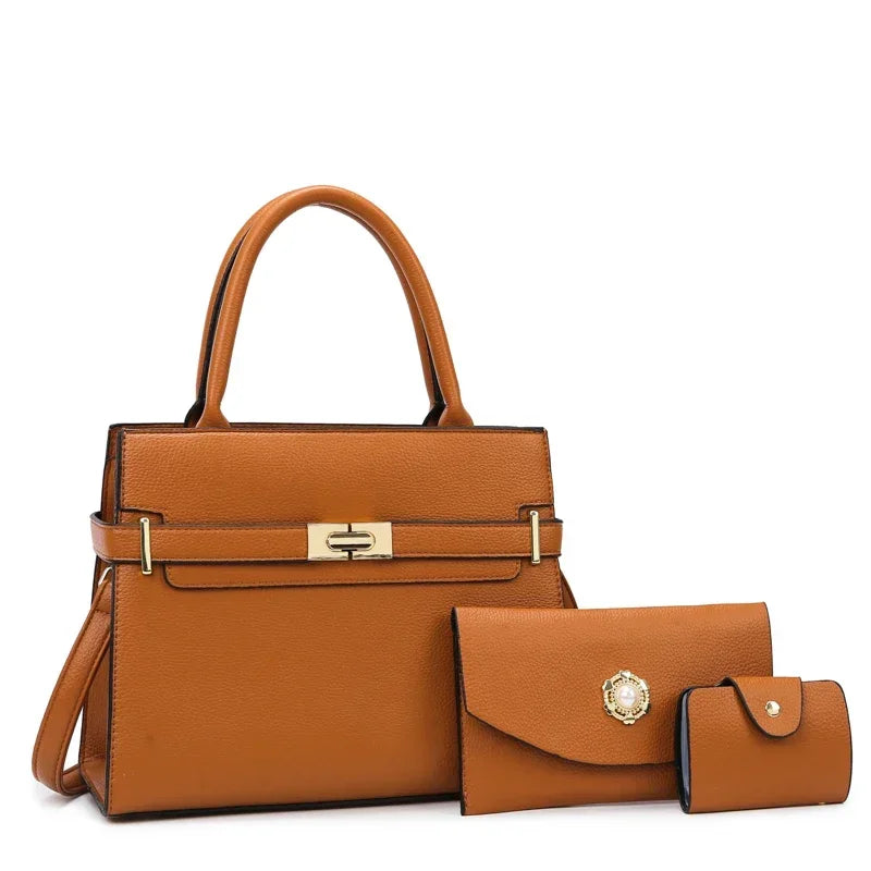 Set Sac à Main Femme Luxe – Grand Sac + Pochette | Cuir PU | Épaule & Bandoulière | 10 Coloris