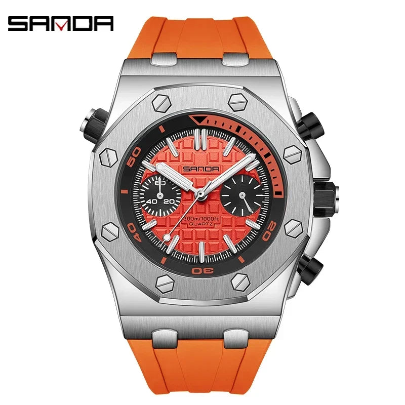 SANDA 7027 Montre Homme Double Affichage Analogique LED Bracelet PU 53mm Multifonctions 3 ATM 3 Coloris – CLEVI Paris