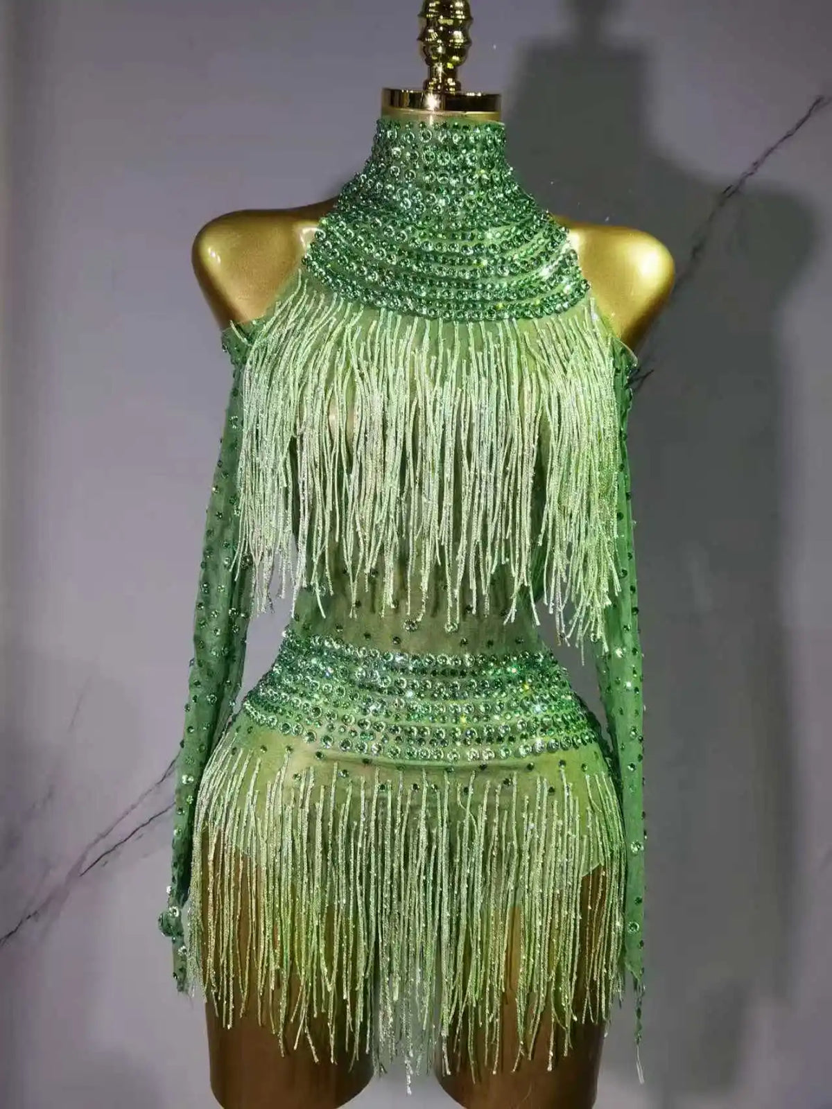 Justaucorps de scène à franges femme – CLEVI Paris