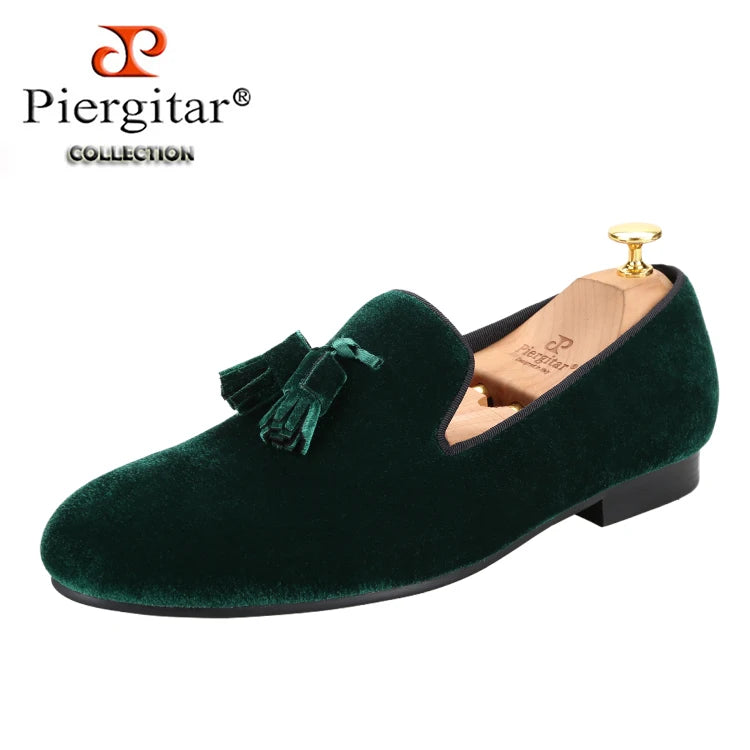 Loafers Homme Velours Slip-On Glands Faits Main Bout Rond Multicolore Soirée Banquet EU 37-50 Piergitar – CLEVI Paris