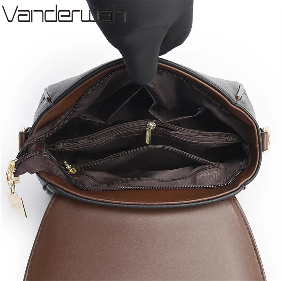 Sac À Main Femme Vanderwah Cuir Lychée Rabat 27x17cm Bandoulière – CLEVI Paris