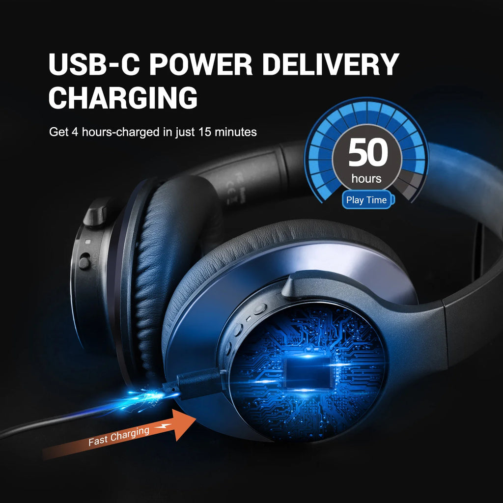 Casque Oneodio A10 ANC Hybride Bluetooth 5.4 Hi-Res Audio 5 Micros – CLEVI Paris