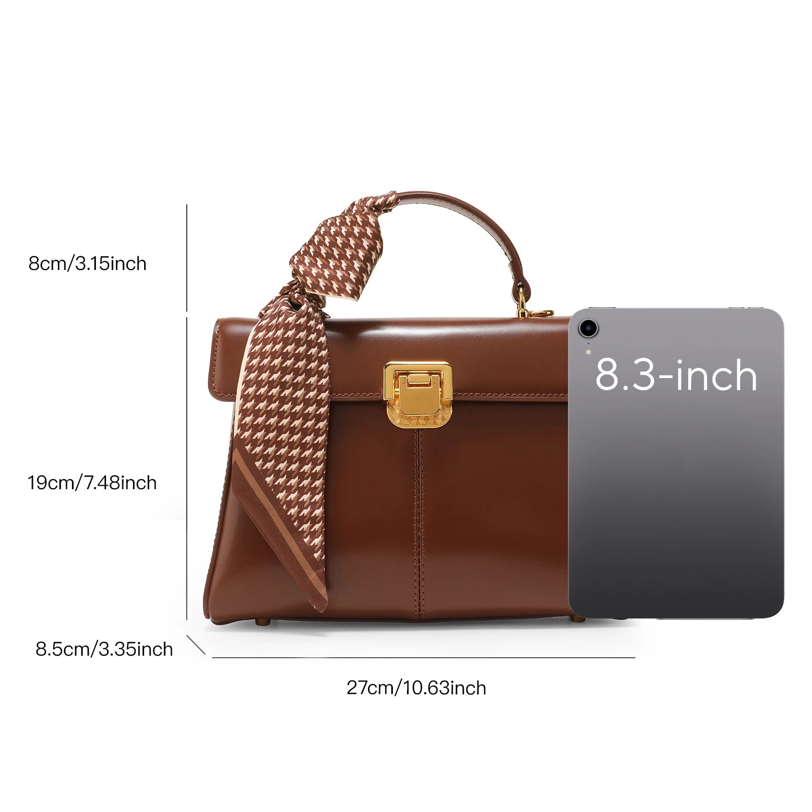 Sac à Main Femme Cuir Véritable avec Foulard Luxe Shoulder Bag 4 Coloris – CLEVI Paris
