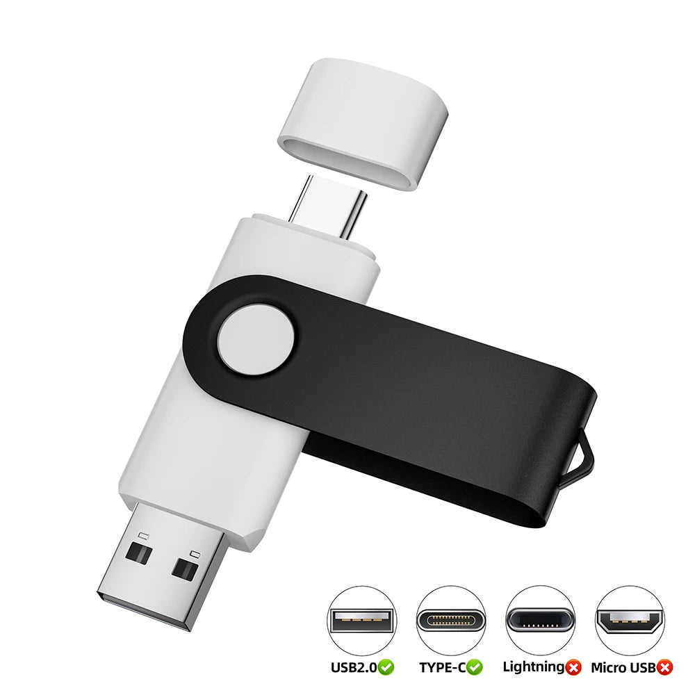 Clé USB 2.0 Type-C Rotative JASTER 4Go à 128Go 8 Coloris Métal – CLEVI Paris