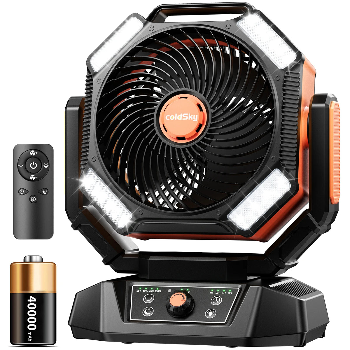 Ventilateur de camping rechargeable 8 vitesses LED – CLEVI Paris
