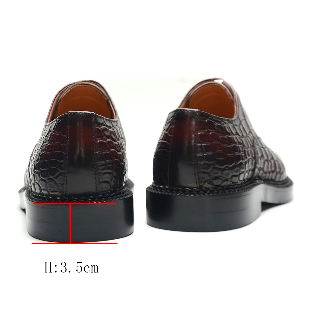 Richelieu Homme Luxe Rehaussant Cuir Vachette Motif Crocodile | Mariage Soirée EU 38-46