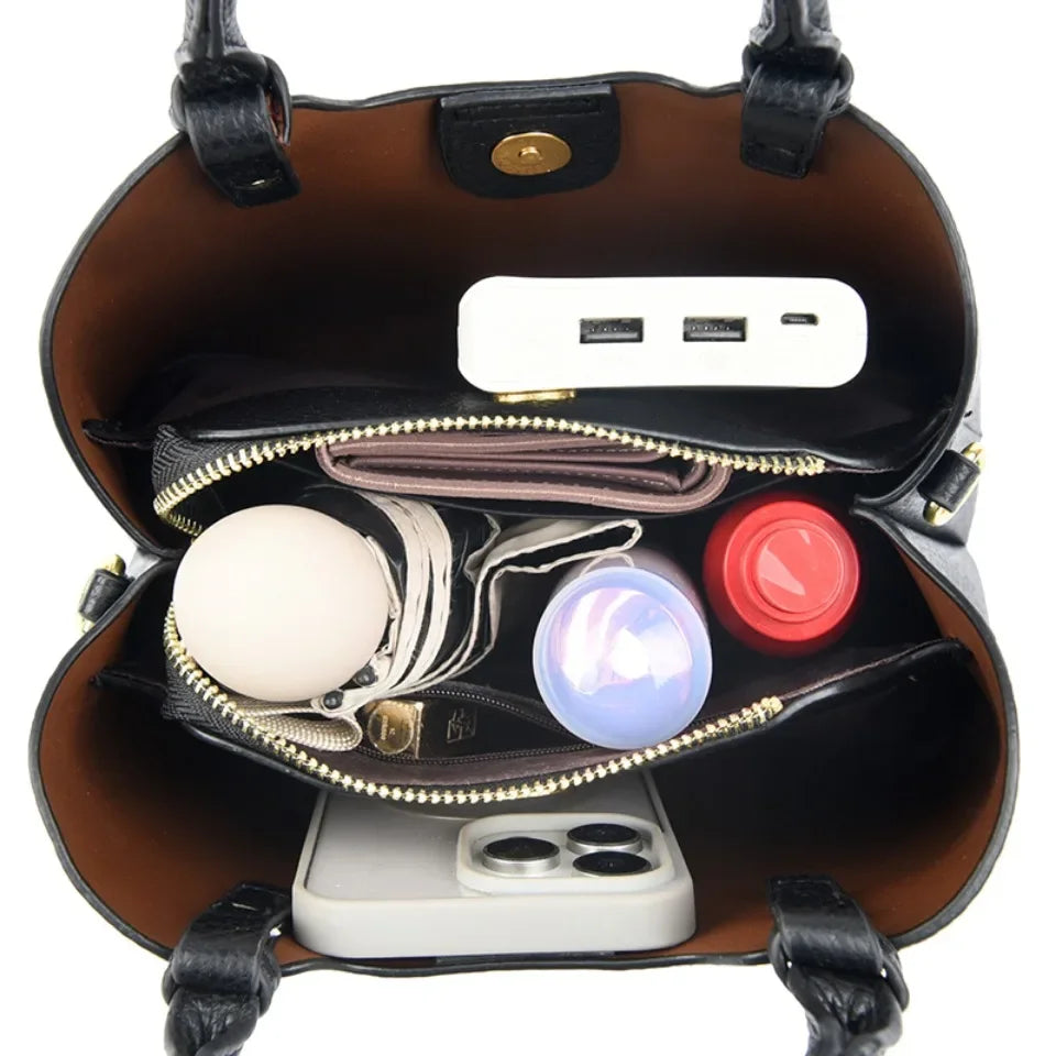 Sac à Main Femme Cuir Véritable Poignée Supérieure 23x18cm – CLEVI Paris