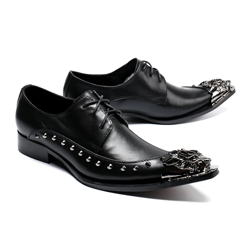 Oxford Brogue Homme Cuir de Vache Artisanal Bout Pointu Studs | Mariage & Formel EU 37-47