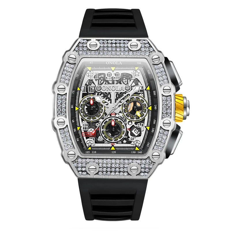 ONOLA Montre Automatique Homme Tonneau Squelette Lumineux Étanche 3ATM – CLEVI Paris