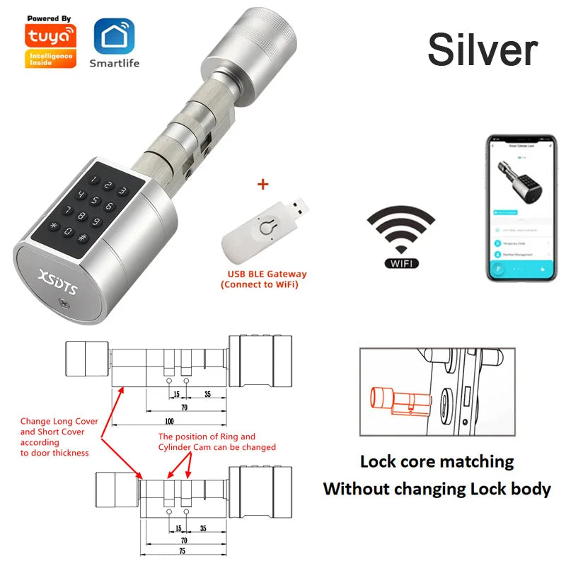 Cylindre Connecté XSDTS SXS-70 Empreinte Digitale Tuya Bluetooth – CLEVI Paris