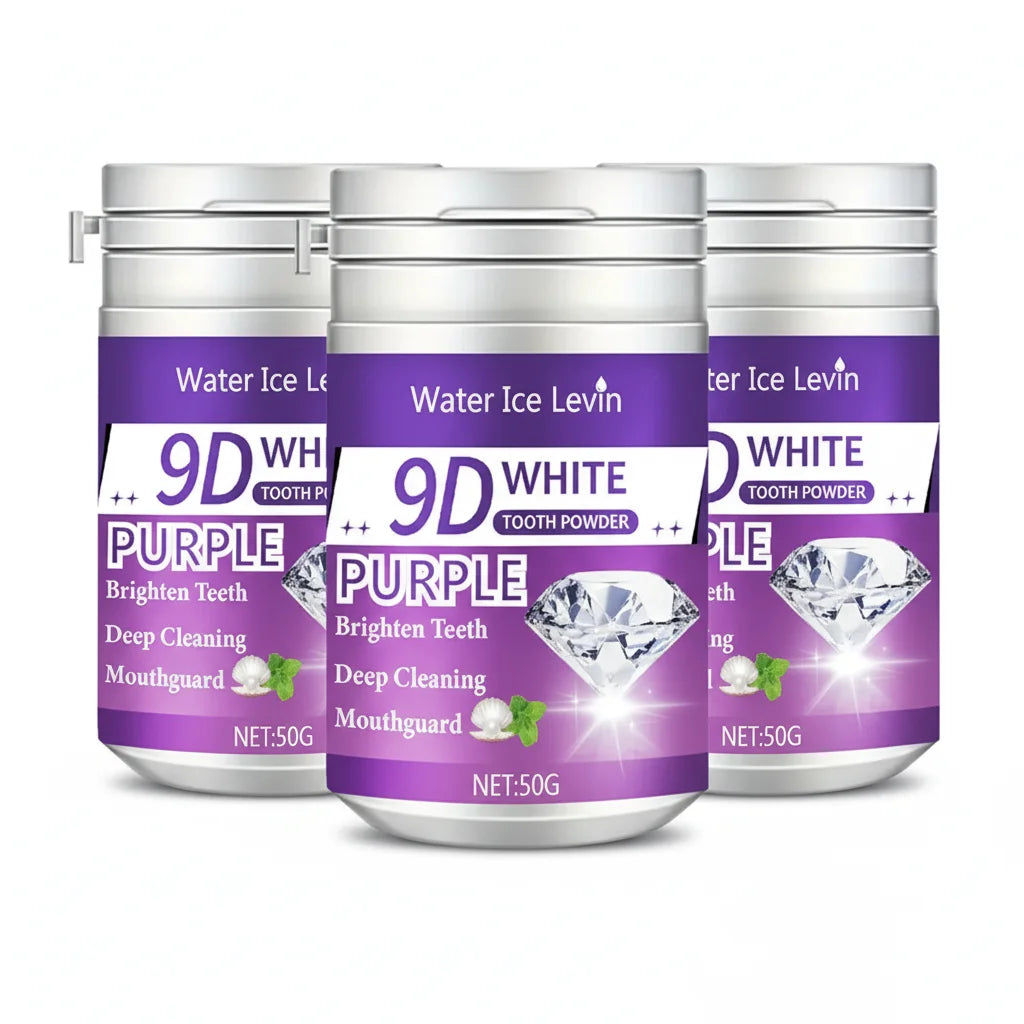 Poudre Dentifrice Blanchissante 9D White | Formule Violette & Haleine Fraîche