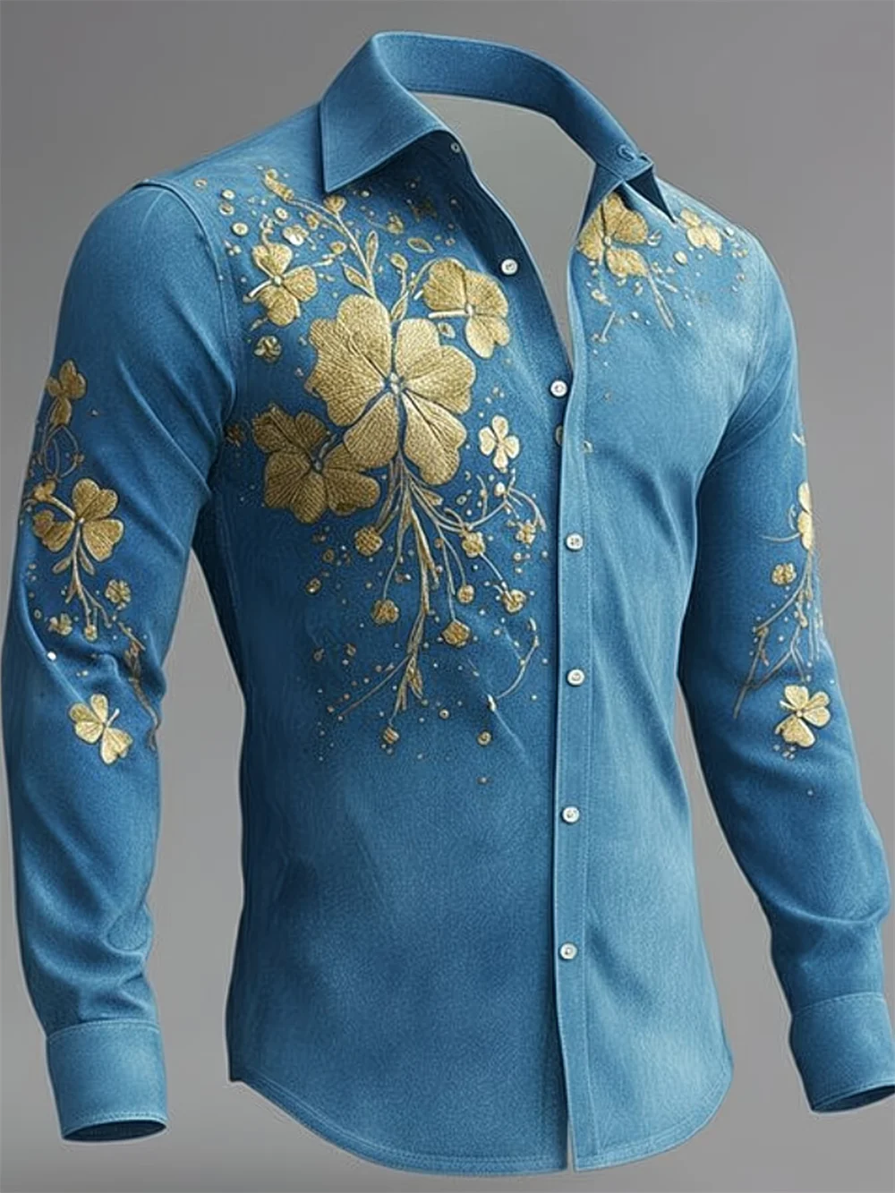 Chemise Homme Manches Longues Imprimée 3D Trèfle – CLEVI Paris