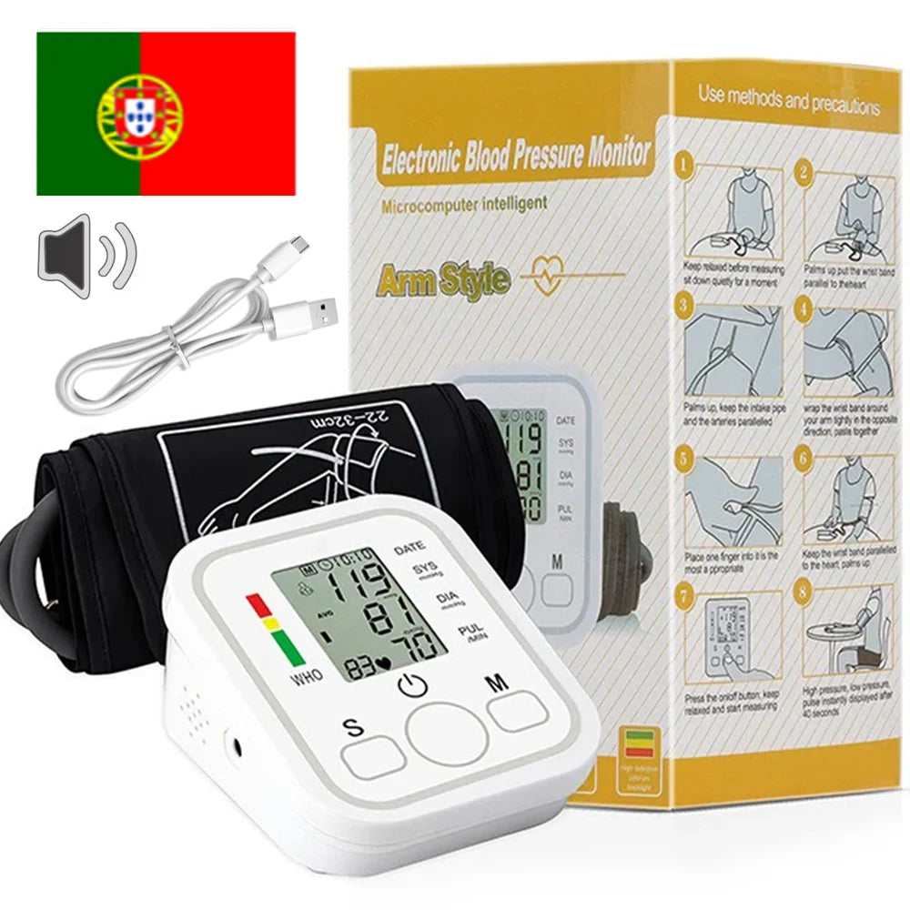 Tensiomètre Bras Automatique Vocal LCD Fréquence Cardiaque – CLEVI Paris