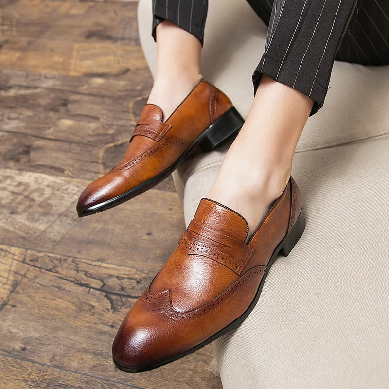 Mocassin Brogue Homme Cuir Véritable – Chaussure de Conduite Mariage Mode – CLEVI Paris
