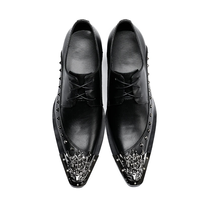 Oxford Brogue Homme Cuir de Vache Artisanal Bout Pointu Studs | Mariage & Formel EU 37-47