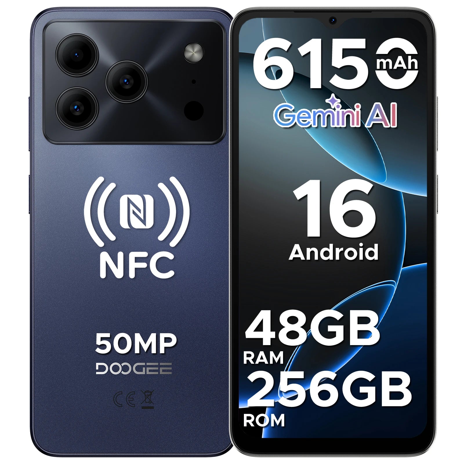 DOOGEE Note56 Plus Smartphone Android 16 Gemini AI 6,56" 90Hz 6150mAh NFC IP68 50MP – CLEVI Paris