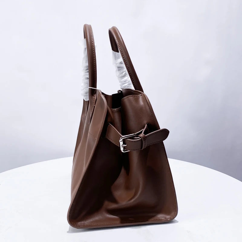 Tote Bag Cuir Vache Pleine Fleur Femme 2 Tailles Classique – CLEVI Paris