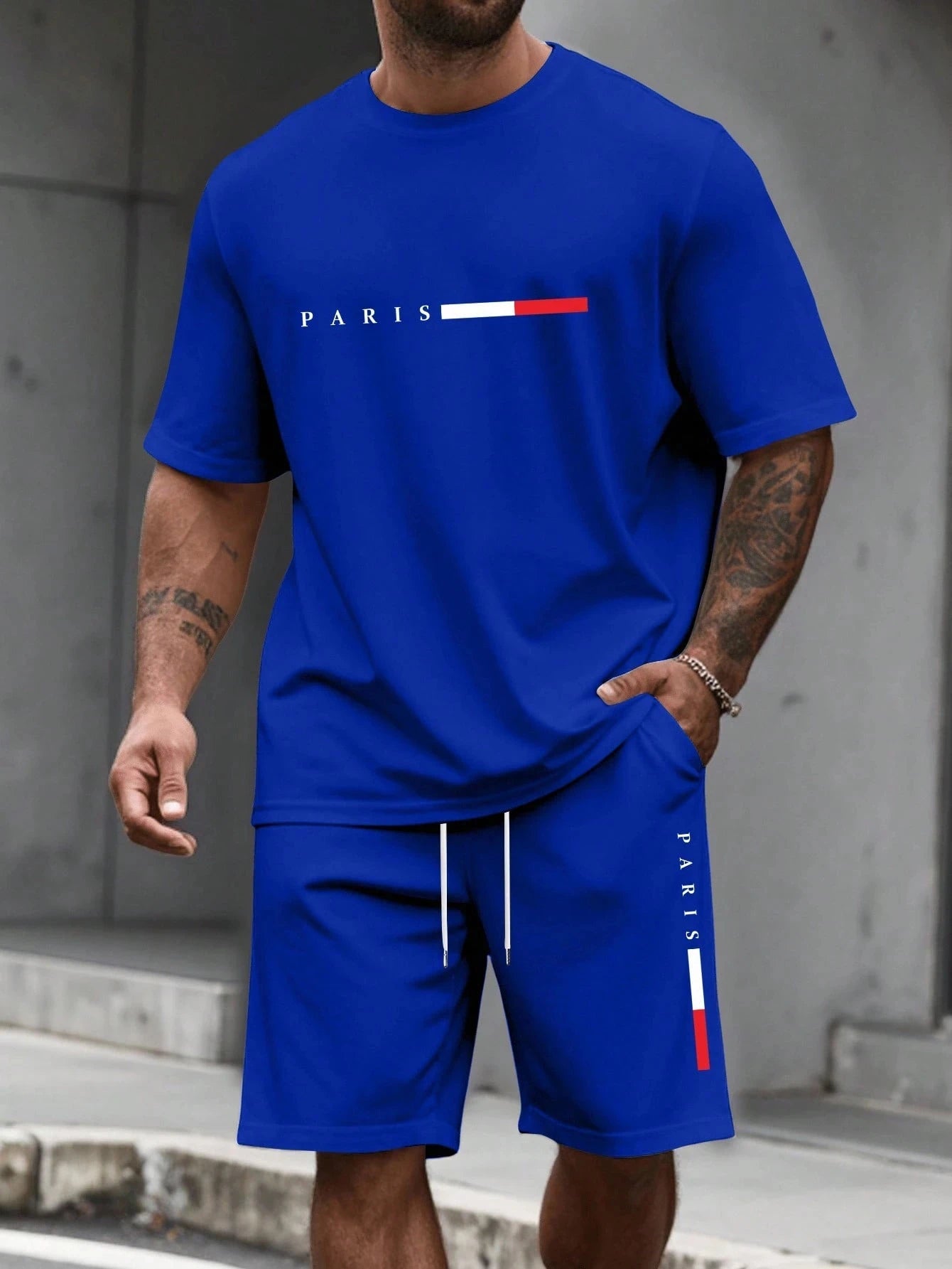 Ensemble Survêtement 2 Pièces Homme T-Shirt Col Rond Manches Courtes + Short Casual Sport – CLEVI Paris