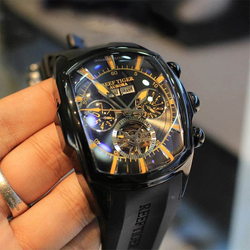 Montre Mécanique Homme Reef Tiger RGA3069 – Tourbillon Automatique, Acier 316L & 13 Coloris