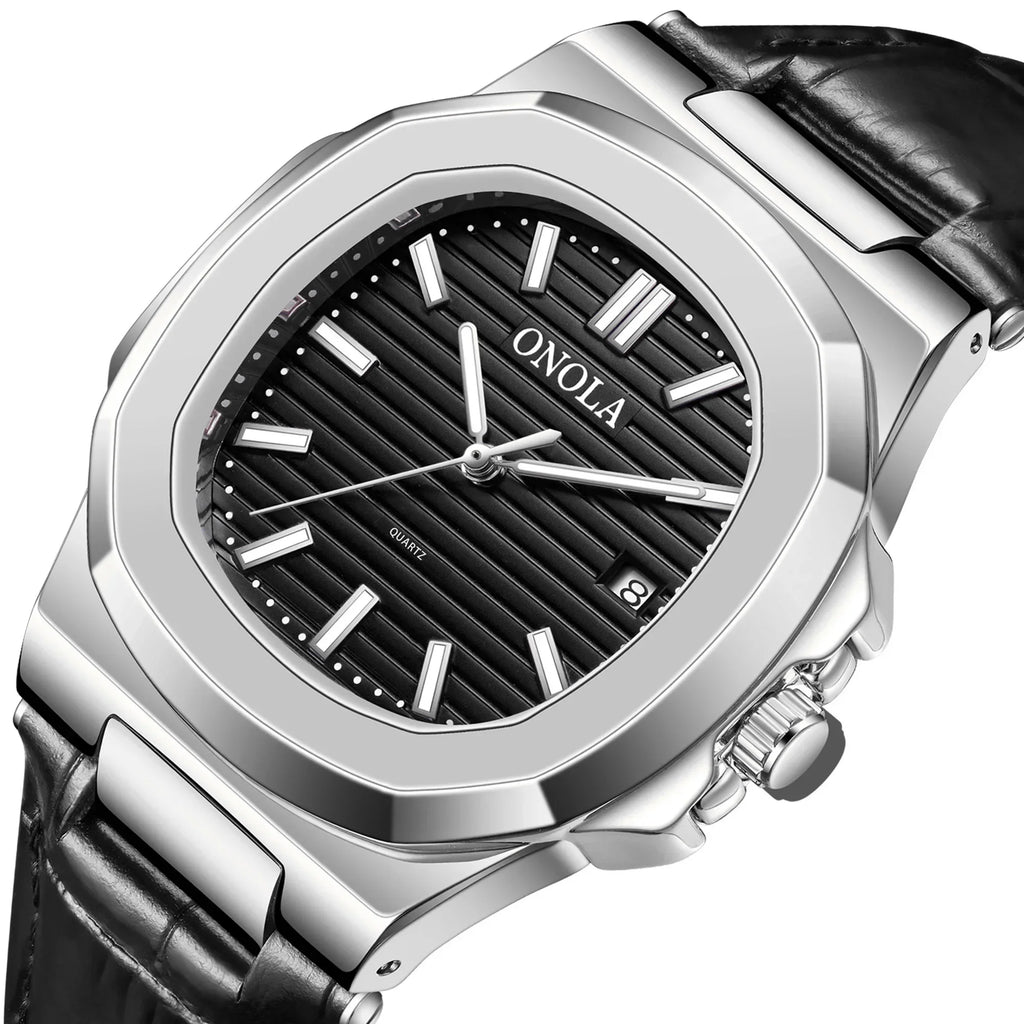 Montre Quartz Business ONOLA Homme Cuir Forme Originale – CLEVI Paris