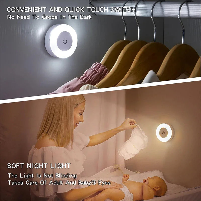 Veilleuse LED Ronde Tactile Dimmable — CLEVI Paris