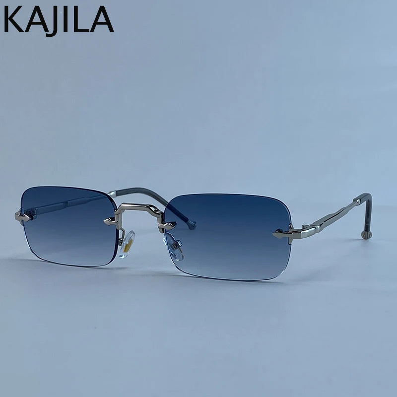 Lunettes de Soleil Sans Monture Rectangulaires Punk UV400 Dégradé Homme Vintage – CLEVI Paris