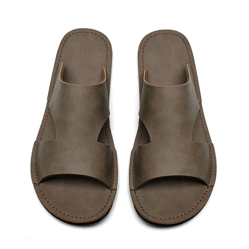 Sandales Homme Été – Cuir PU Semelle EVA Antidérapante, Style Casual Plage | Noir, Kaki ou Marron