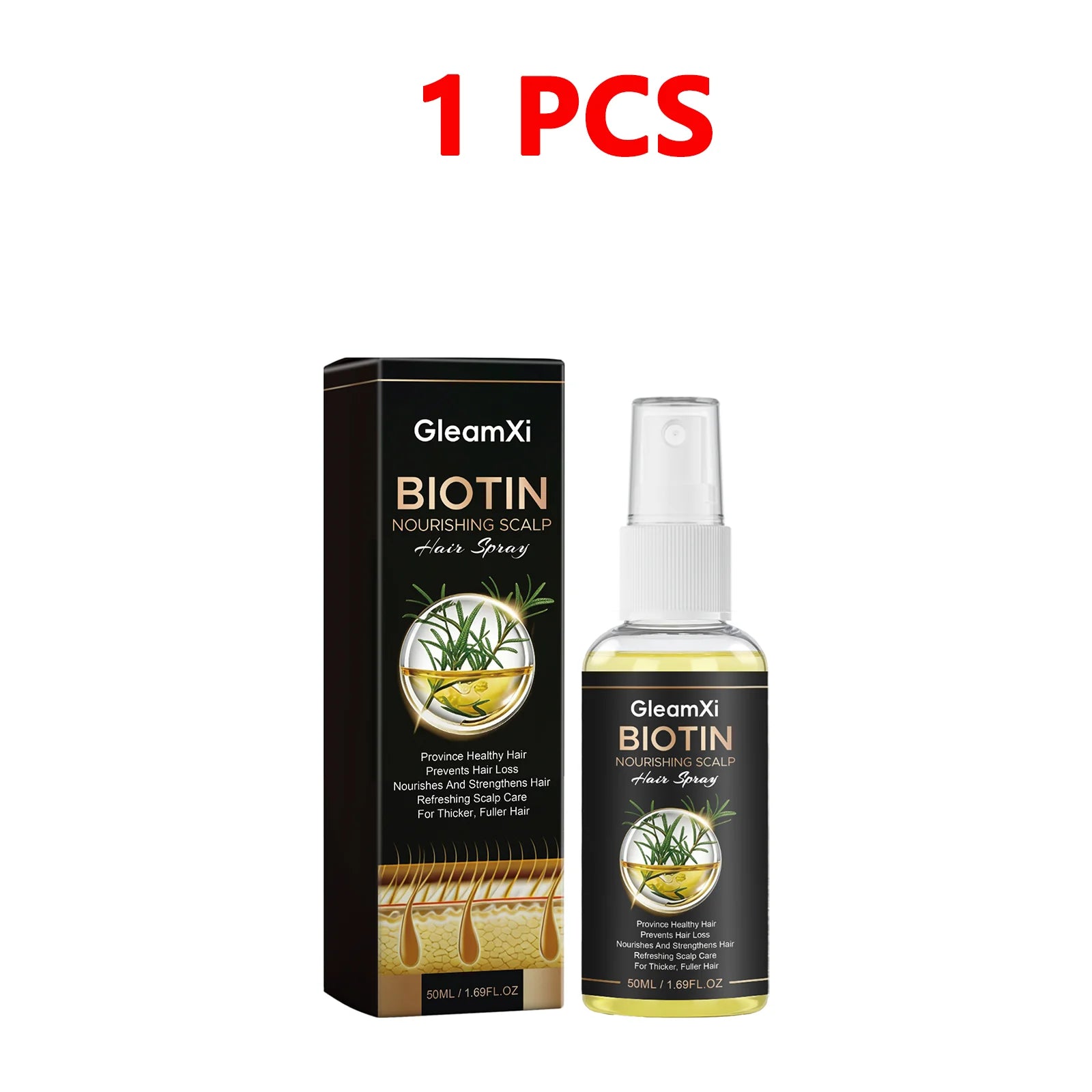 Sérum Capillaire Spray à la Biotine | Anti-Chute & Épaississant | Huile d’Argan & Gingembre | Certifié CPNP – CLEVI Paris