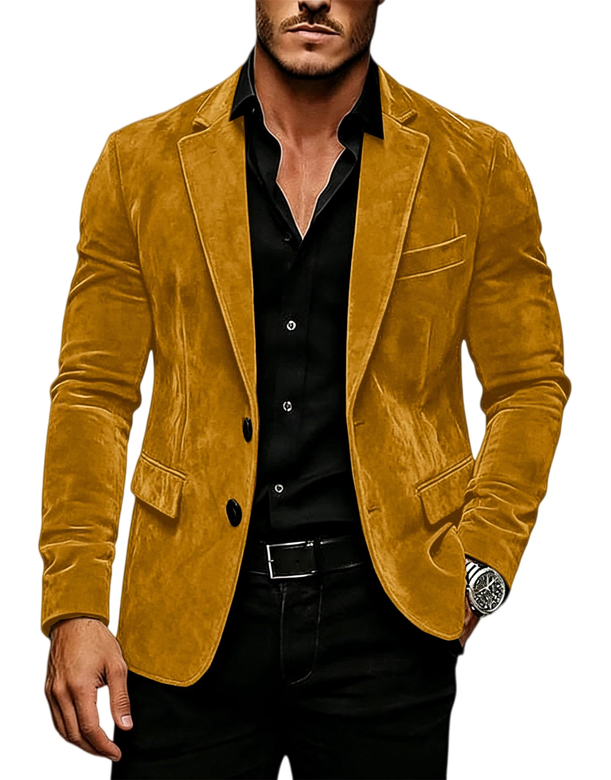 Blazer homme en velours effet suédé 2 boutons – CLEVI Paris