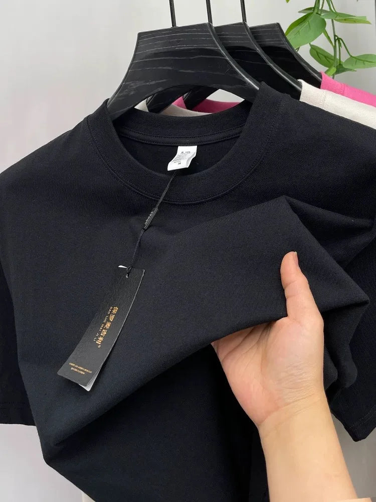 T-shirt homme uni à col rond en coton – CLEVI Paris