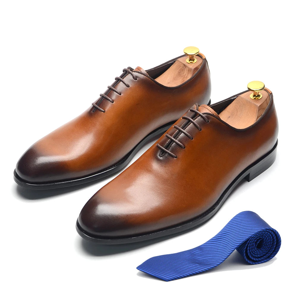 Richelieu Homme Whole-Cut Oxford – Cuir Véritable, Fait Main, Bout Uni – CLEVI Paris