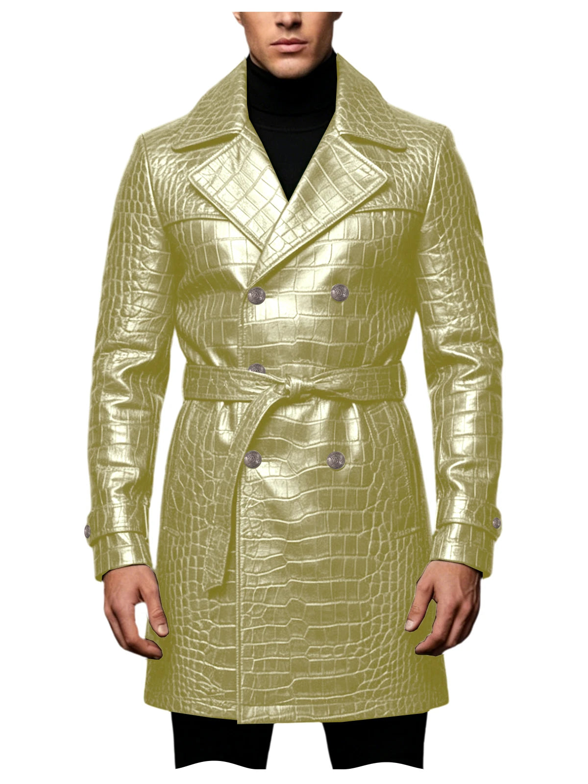 Manteau homme effet croco double boutonnage – CLEVI Paris