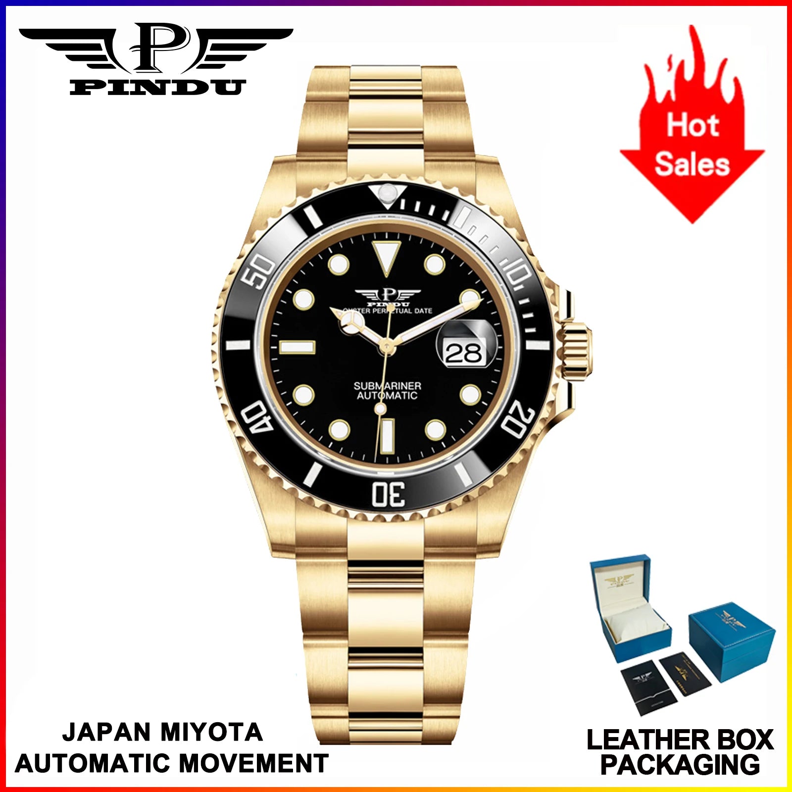 Montre PINDU PD6591 Mécanique Automatique Miyota Acier 40 mm Étanche 10 Bar – CLEVI Paris