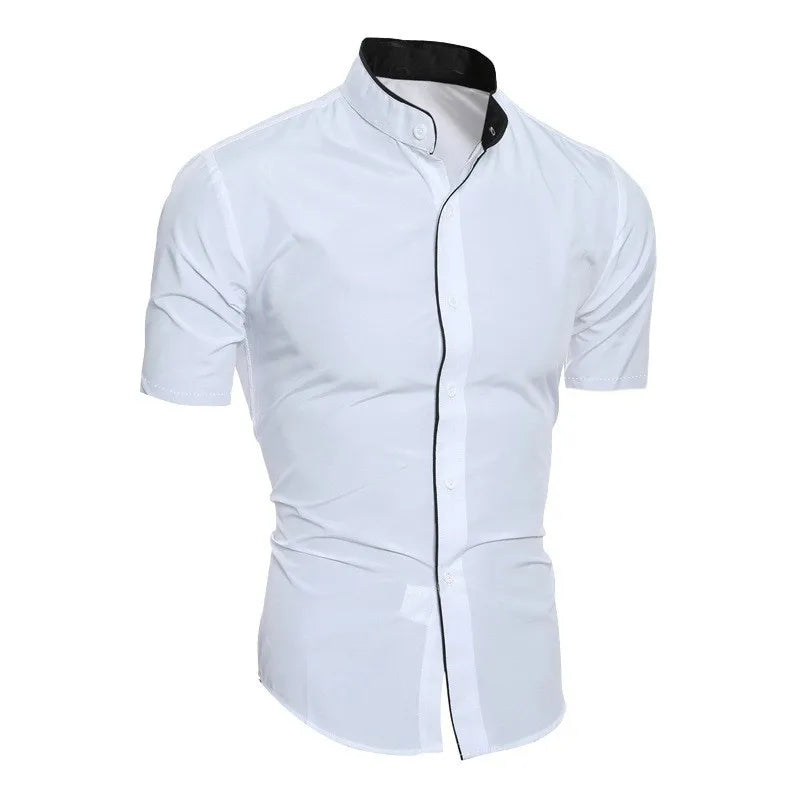 Chemise Casual Homme – Manches Courtes, Couleur Unie, Coupe Droite