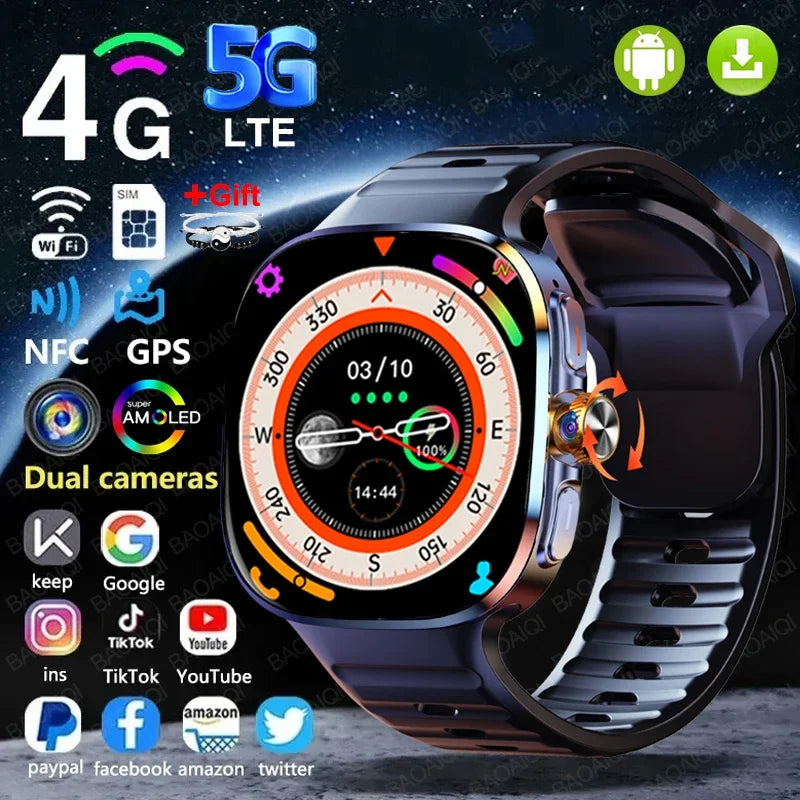 Montre Connectée 4G/5G AMOLED 2,4" Appel Vidéo GPS Google Play – CLEVI Paris