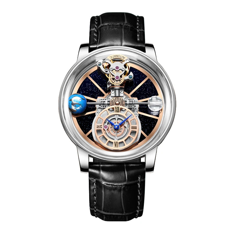 Montre Homme HAEMMER Celestial – Boîtier Transparent, Bracelet Cuir Quartz