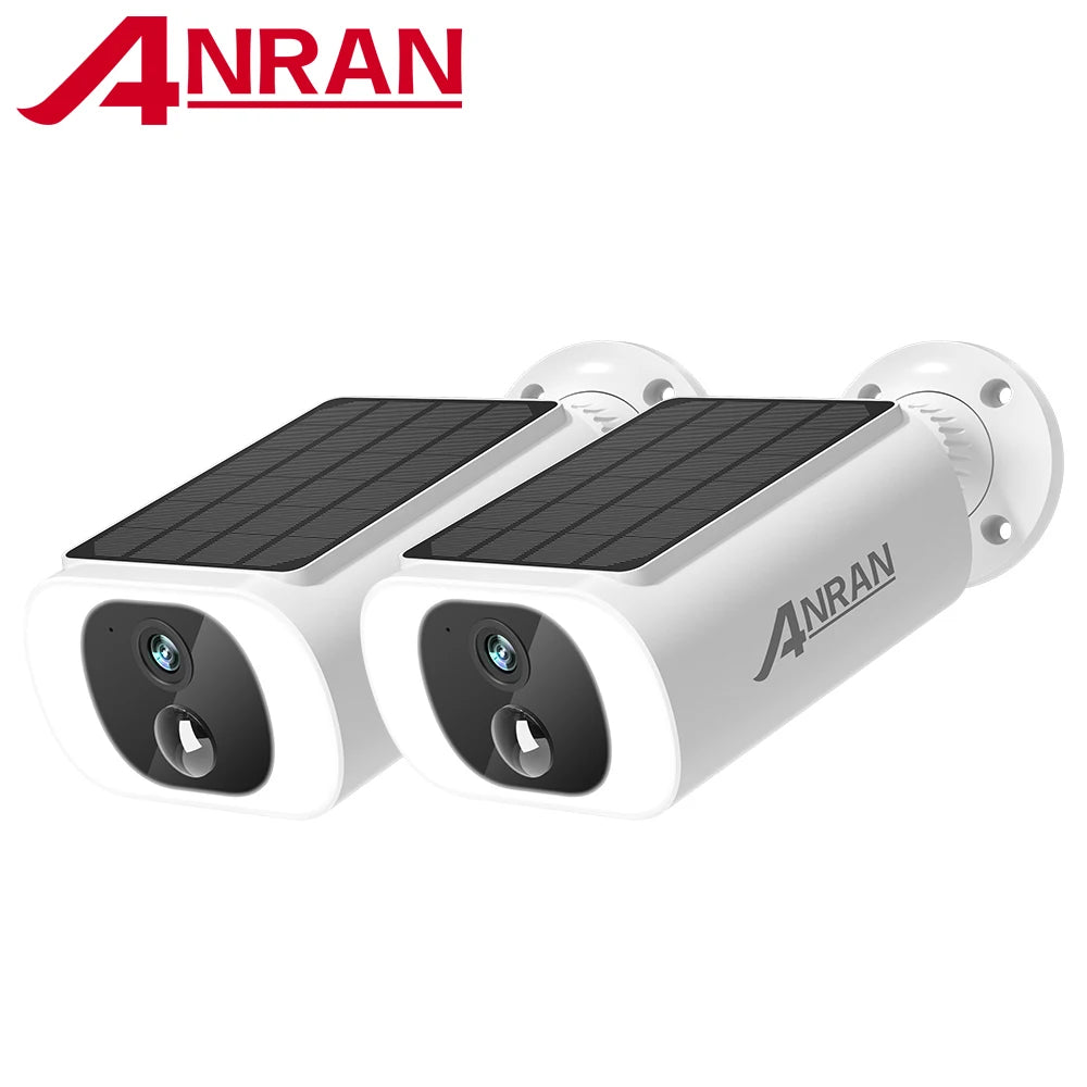 Kit Caméras de Sécurité Solaires ANRAN 3MP WiFi – 2/3/4 Caméras, Vision Nocturne Couleur, Alarme Lumineuse 600lm, IP66, App ANRAN