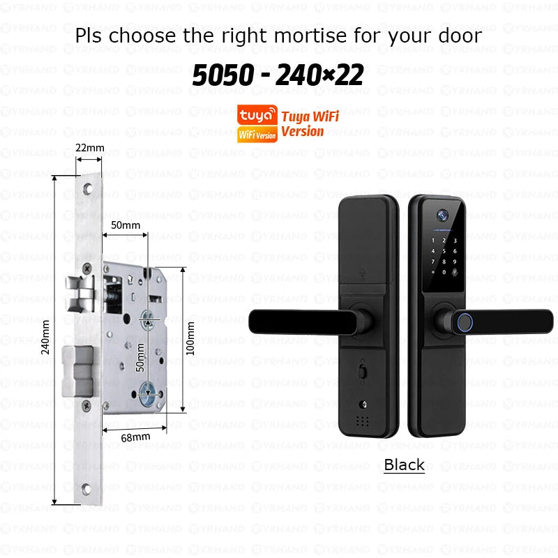 Serrure Connectée YRHAND H01 IP66 Caméra Sonnette WiFi Tuya Empreinte Digitale – CLEVI Paris