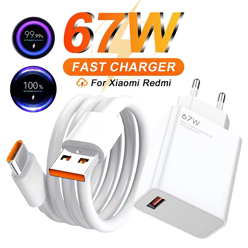 Chargeur Rapide 67W 6A USB-C Xiaomi Redmi POCO Prise EU + Câble – CLEVI Paris