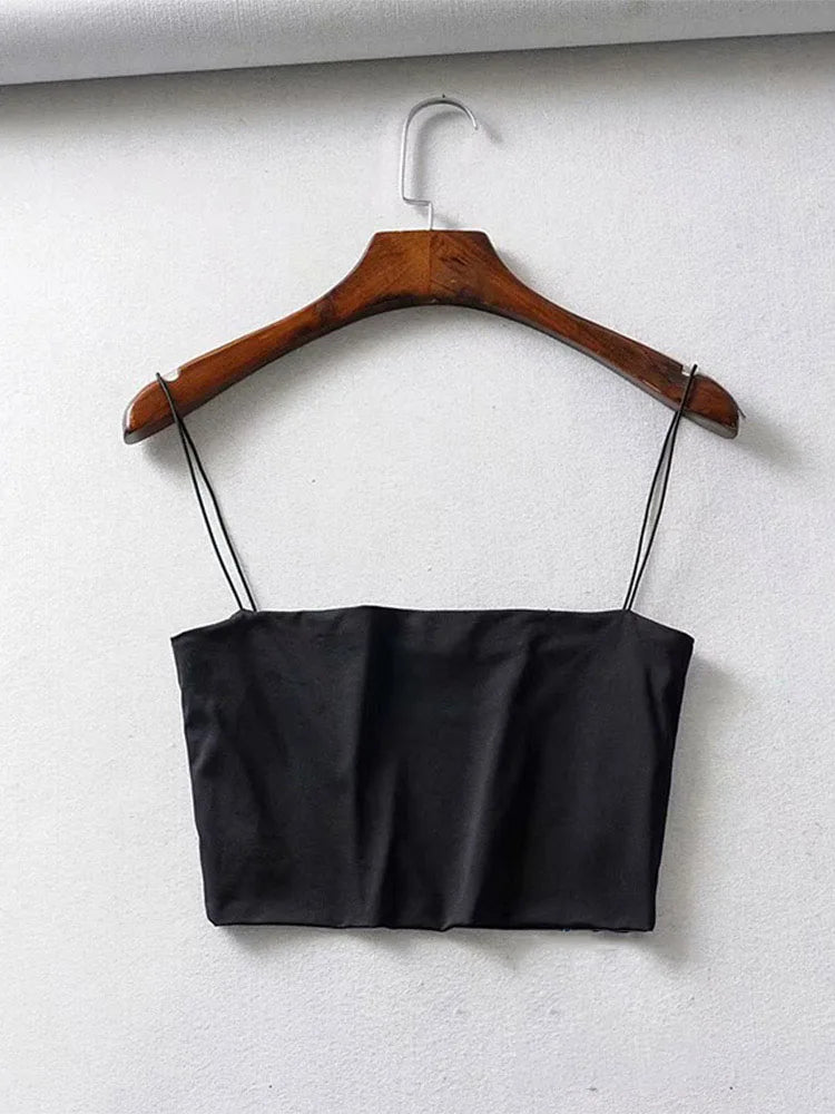 Crop Top Femme Sans Manches Élastique | Débardeur Court Polyester Été – CLEVI Paris