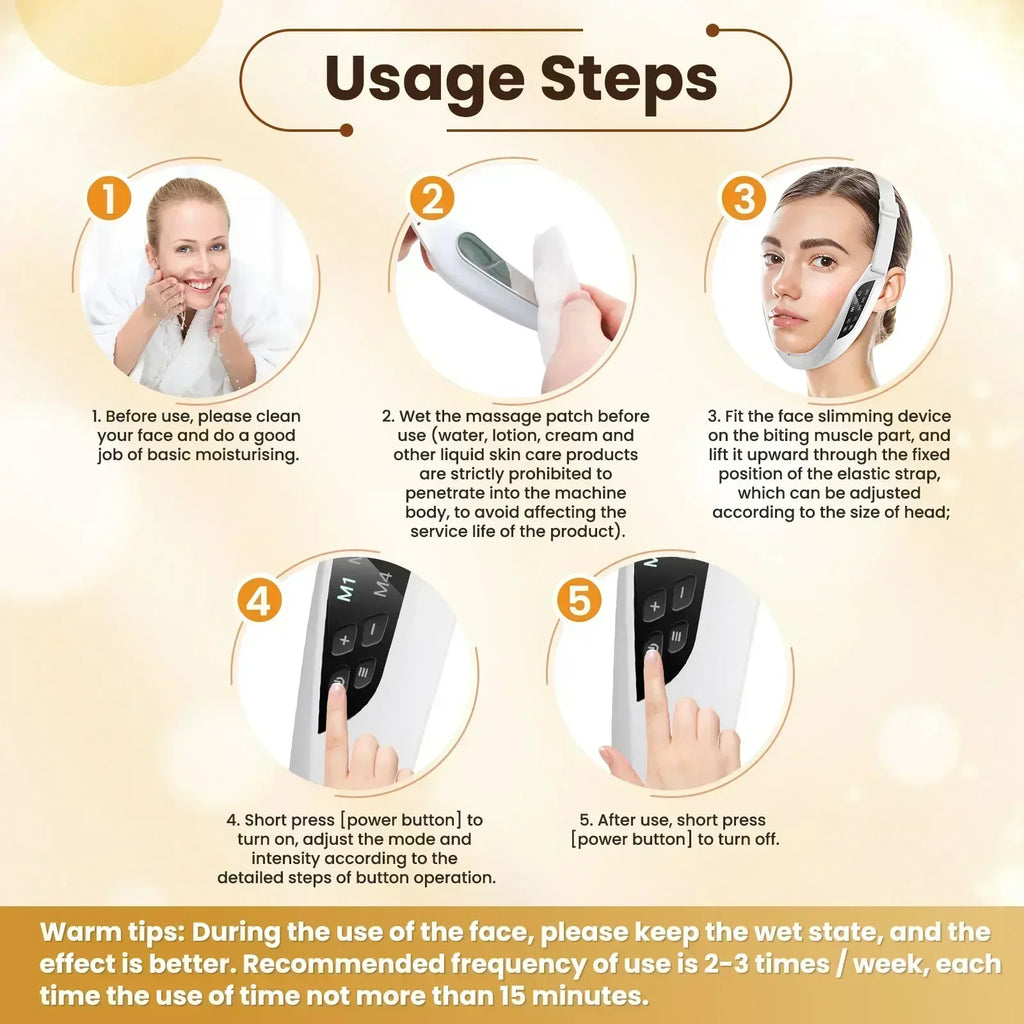 Appareil Lifting Visage EMS V-Face | 6 Modes, 8 Niveaux & Double Menton